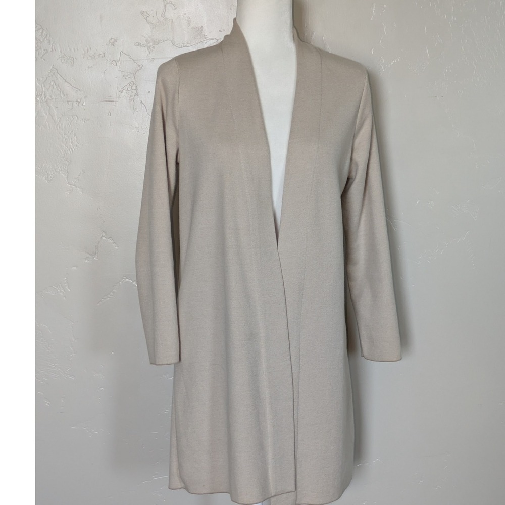 Alfani Petite Open Front Cardigan Sweater Beige Cotton Blend Medium Petite